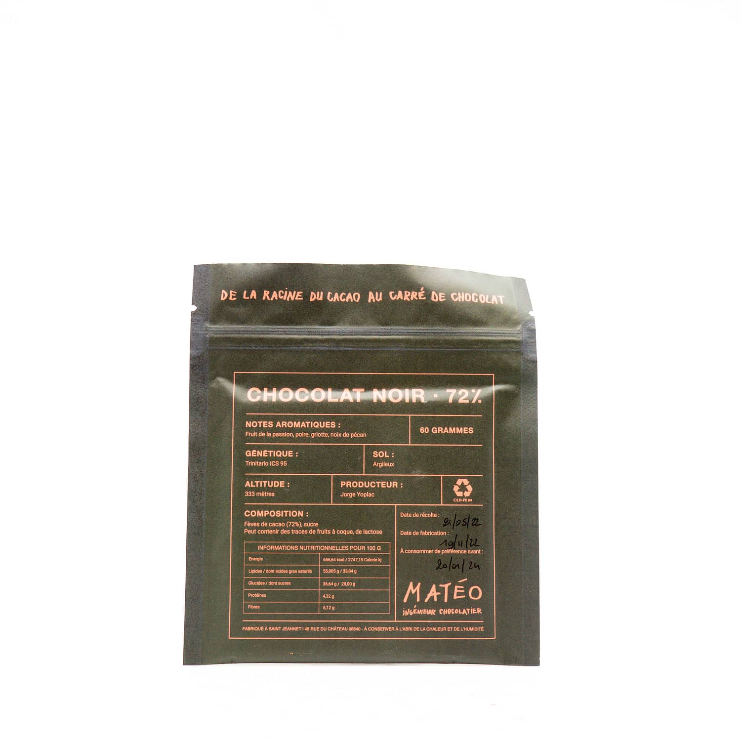 Racine Carrée, chocolat Rose Sesia 72%